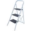 MSV - Scala pieghevole in acciaio a 3 gradini - Capacità 150 kg - Standard di sicurezza GS - Design compatto e pieghevole, salvaspazio - Piedini antiscivolo - Nero e bianco