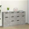 vidaXL Set di Credenze 3 pz Grigio Cemento in Legno Multistrato