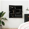 vidaXL Armadio Portagioie con Specchio a Muro Nero 37,5x10x67 cm