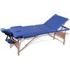 Lettino Pieghevole da Massaggio Blu 3 Zone con Telaio Legno