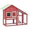 vidaXL Conigliera Rosso e Bianco 140x63x120 cm Legno Massello di Abete