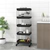 vidaXL Carrello da Cucina 5 Ripiani Nero 42x29x128 cm Ferro e ABS