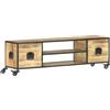 vidaXL Mobile Porta TV 130x30x39 cm in Legno Massello di Mango