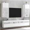 vidaXL Mobili Porta TV con Luci LED 2 pz Bianchi 40,5x30x90 cm