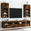 vidaXL Mobili Porta TV con Luci LED 2 pz Rovere Fumo 40,5x30x90 cm