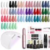 ROSALIND Kit Semipermanente Unghie 20+4 Pezzi Kit Unghie Gel Completo con 48W UV