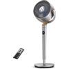 DREO 23dB Ventilatore a Piantana silenzioso, 120°+120°Omni-directional Oscillating Fan, Portata di 24M, Volume d'aria1200m³/h, DC Motor Quiet Standing Fans, Adjustable Height, 8 Speeds, 3 Modes