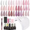 ROSALIND Kit Semipermanente Unghie con 48W UV LED Lampada 12+4 Pezzi Smalto