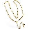 COLLANA ROSARIO ORO GIALLO 18K CON MEDAGLIA MIRACOLOSA E CROCE CON GESU', 64 CM