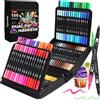 Lyuvie 100 Colori Pennarelli Doppia Punta, Pennarelli Punta Fine Brush Pen Lette