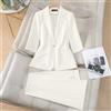 Tailleur Donna Elegante Giacca Mezza Manica Pantalone Avorio Crema CF67519