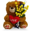 Lagicart FESTA DELLA DONNA 2026 Idea Regalo Peluche Orsetto Mimosa Artificiale Tubo Baci