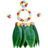 Set di 5 Costumi Hawaiani con Gonna a Foglia E Ghirlanda, Decorazioni E
