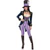 Leg Avenue Costume classico da Cappellaio Matto da donna, 3 pezzi, include tuta con frac in velluto a scacchiera, papillon, Multicolore, Large