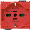 VIMAR 16210.R IDEA Presa SICURY 2P+T 16 A 250 V~ universale, per eurospine 2P 2,5 A, non polarizzato, per linee dedicate, rosso - 2 moduli