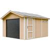 Timbela Garage in Legno 368x354 cm Miele a Pannelli Box con Porta Elettrica