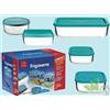 5 CONTENITORI CONSERVAZIONE ALIMENTI VETRO FRIGOVERRE COMPACT COPERCHIO BORMIOLI