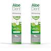 Aloe Dent AloeDent Dentifrico Sbiancante Aloe Vera Senza Fluoro Confezione da 2 x 100 ml - Menta Naturale, Senza SLS, Denti Naturalmente Bianchi & Gengive Sane Vegan