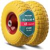 VOUNOT® Set da 2 Ruote Antiforatura 3.50-4 in PU 260x85mm, Ruota Carriola Piena Foro 16 mm con Cuscinetti a Sfere, Ricambio per Carrello, Carretto e Rimorchio da Giardino, Gialla
