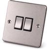 Status Interruttore luce in acciaio inox 2 gang 2 vie, vite passante, confezione da 1 (SSS2G2WLS8)