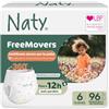 Naty FreeMovers Pannolini a Mutandina, Taglia 6 (14-20kg), 96 pezzi | Per pelli sensibili, mutandino ipoallergeniche, Assorbente, Fino a 12h di protezione dalle perdite, senza profumo, elastico