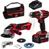 Einhell Perceuse-visseuse sans fil TE-CD 18/40 Li + meuleuse d'angle sans fil TC-AG 18/1