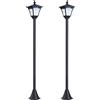 Outsunny Set 2 Lampioni Solari da Giardino Impermeabili IP44 15x15x120cm Nero