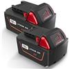 REACELL 2 Pezzi 5.5Ah 18V Batterie di Ricambio per Milwaukee M18 18 volt batteri