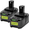 KUNLUN 2 Pezzi 18V 5.5Ah P108 Batteria di Ricambio Agli Ioni di Litio per Ryobi