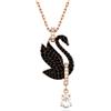 Swarovski 5678045 Pendente Swarovski Swan Cigno Nero Placcato Oro Rosa