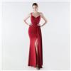 Vestito Rosso Vino Elegante Con Spacco Alto E Bustino Steccato Sera CF67571