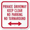 SmartSign Cartello in alluminio, leggenda Private Driveway No Parking No Turn Around con freccia, 30,5 cm quadrati, rosso su bianco