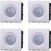 Elektronova Sensore Movimento PIR Infrarossi Bianco compatibile Vimar Plana Kit 4 Pezzi 1801