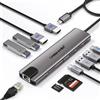 Lemorele Alluminio Docking Station USB C Hub 2 HDMI 4K Ethernet Gigabit, 4 USB 3.0/2.0, U