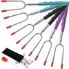 EXTSUD Forchetta per Barbecue 6 Pz Spiedini BBQ Riutilizzabili in Acciaio Inox Forchette Estensibili per Hot Dog Salsicce Carne Forchettoni Antiruggine Strumenti Accessori per BBQ Grigliate