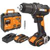 WORX - Trapano avvitatore senza fili 20 V-2 Ah- 40 Nm ⌀13 mm- WX108