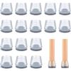 VABNEER 16 Pezzi Tappi Sedie Silicone, 16-18mm con Feltrini, Rotondo Trasparente