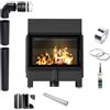 Kratki Camino KRATKI ZIBI ECO 9,9 kW Ø 180 con rivestimento nero