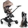 BEABA BÉABA X Micro Mobility, Passeggino Baby Cruiser Dalla Nascita, Seduta Girevole 360°, 7 Posizioni Con 3 Inclinazioni, Chiusura A Una Mano, Ruote LED, Imbracatura 5 Punti, Cappottina UPF 50+, Pralinato