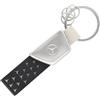 AMG Mercedes Benz Portachiavi con logo unisex, nero/argento, pelle di mela/acciaio inox e nylon, con 3 mini anelli divisori e anello principale