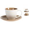 H&H Cinnamon Set 4 Tazze Te', New Bone China, con Piattino, cc220