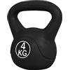 HOMCOM Kettlebell 4kg con 18x12x20 cm in Plastica e Sabbia Nero