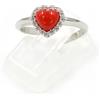 Anello regolabile Argento925 cuore corallo rosso naturale e zirconi bianchi