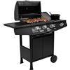 Amig - Barbecue gas - Barbecue Fireplus 3+1 bruciatori - Potente e completo con carrello - 117 x 52 x 103 cm - Acciaio inox - Nero