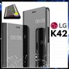 COVER FLIP PER LG K42 CUSTODIA LIBRO NERA A SPECCHIO CLEAR VIEW 360° K 42