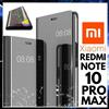 COVER FLIP PER XIAOMI REDMI NOTE 10 PRO MAX CUSTODIA NERA A SPECCHIO CLEAR VIEW