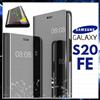 COVER FLIP PER SAMSUNG GALAXY S20 FE CUSTODIA LIBRO NERA SPECCHIO CLEAR VIEW 360