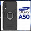 COVER PER SAMSUNG GALAXY A50 CUSTODIA ANTIURTO RIGIDA MAGNETICA ARMOR RING NERA