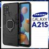 COVER PER SAMSUNG GALAXY A21S CUSTODIA ANTIURTO RIGIDA MAGNETICA ARMOR RING NERA