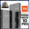 COVER FLIP PER XIAOMI REDMI NOTE 10 PRO CUSTODIA NERA A SPECCHIO CLEAR VIEW 360°
